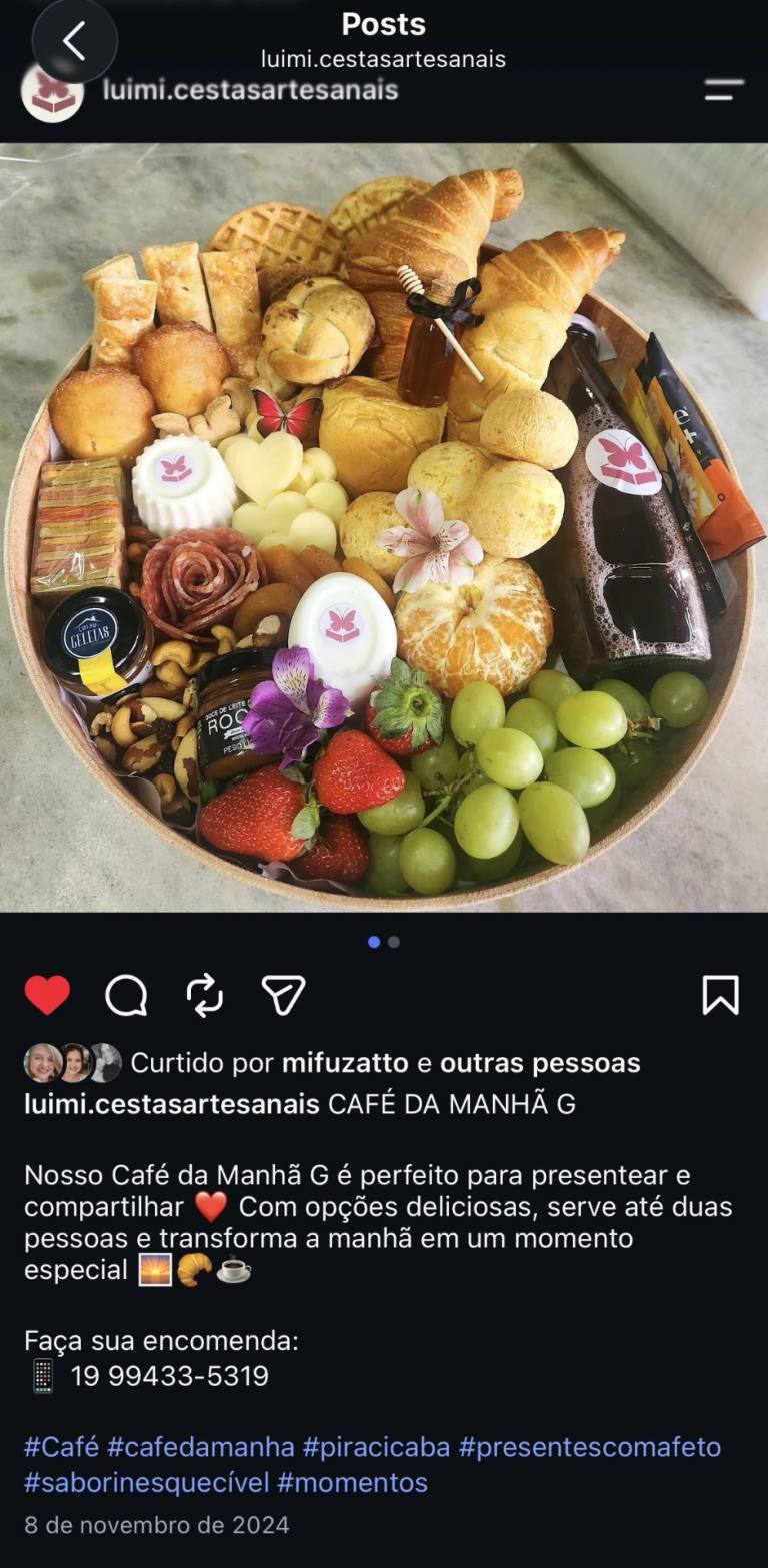 Publicação do Instagram oficial da Luimi com o número (19) 99433-5319